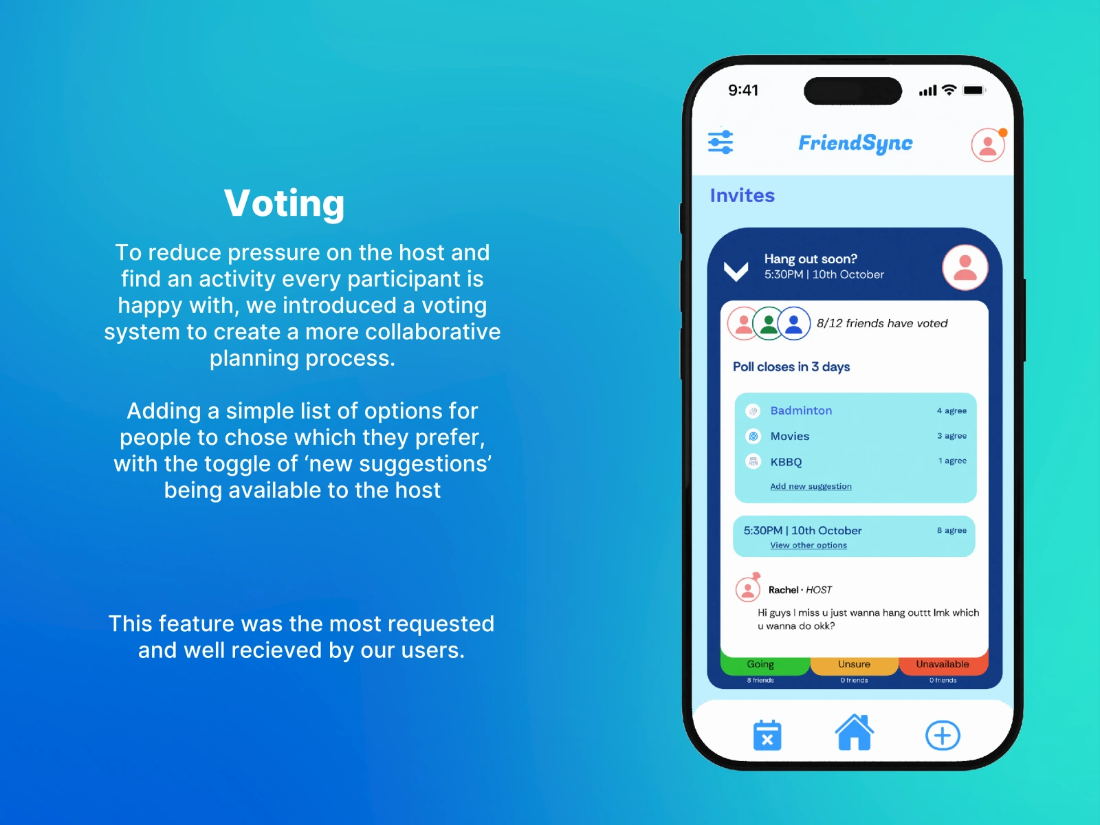 FriendSync Voting screen
