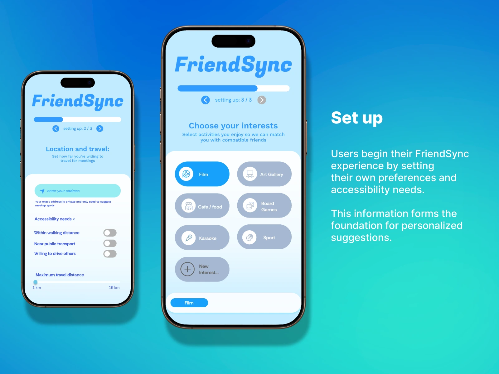 FriendSync Set Up screens