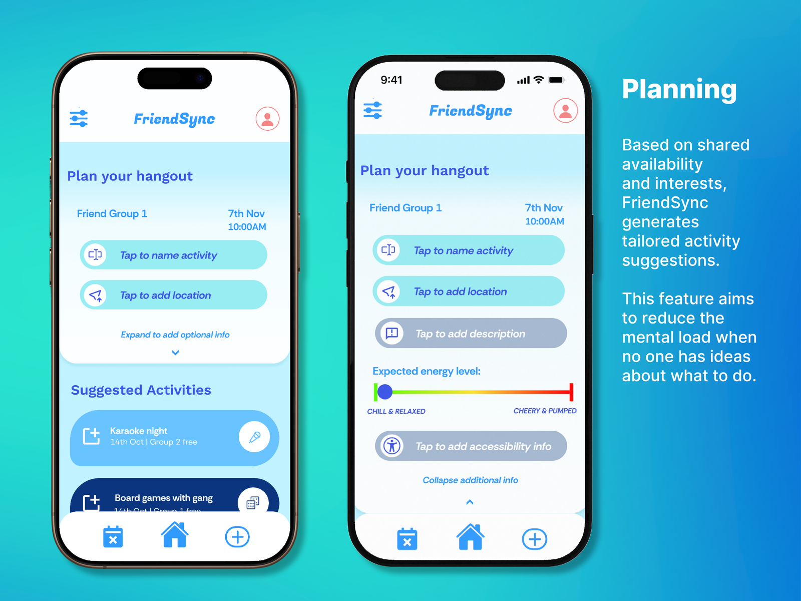 FriendSync Planning screen
